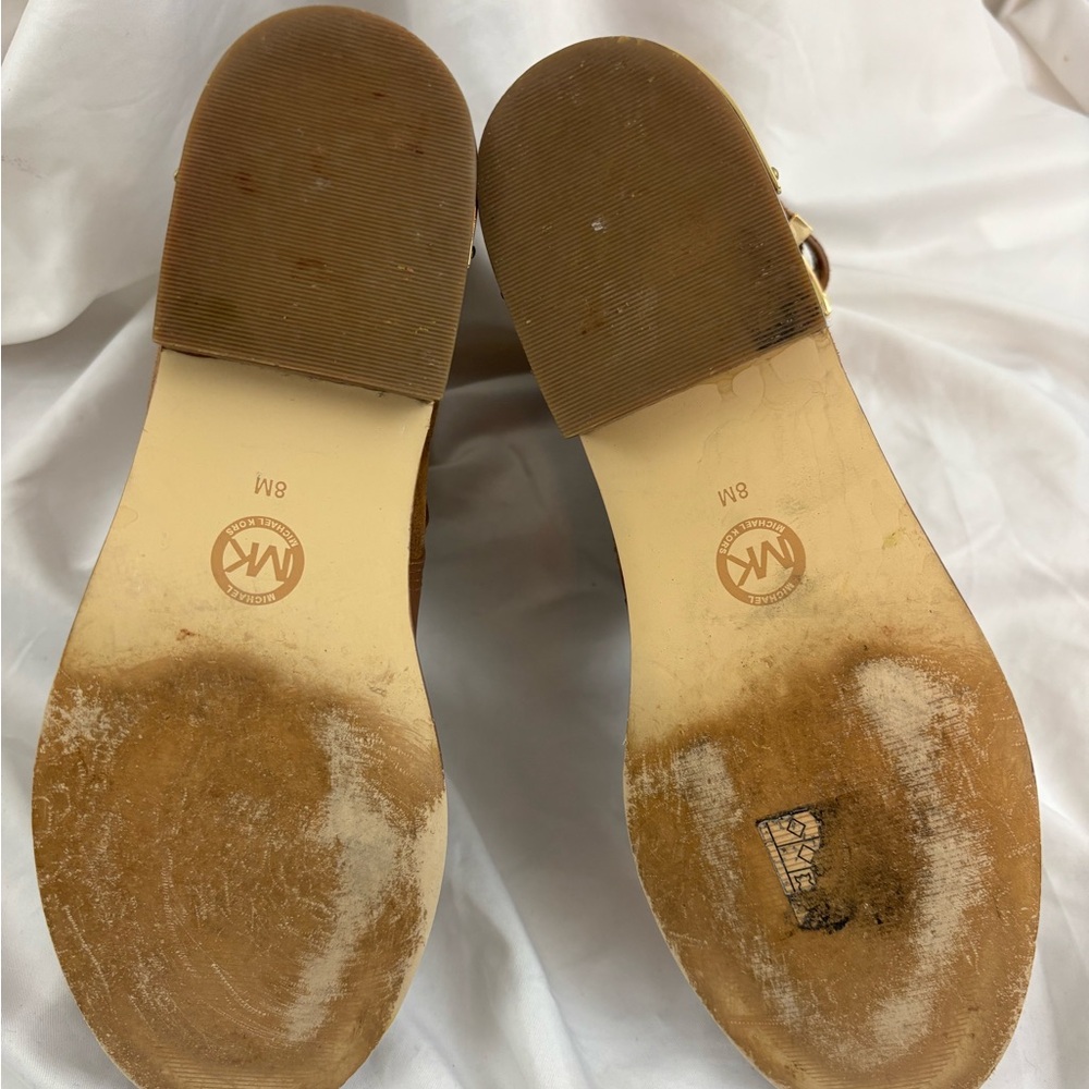 EUC Michael Kors sz8 Suede/Leather Gold Detaill Heeled Boots… - Picture 8 of 9